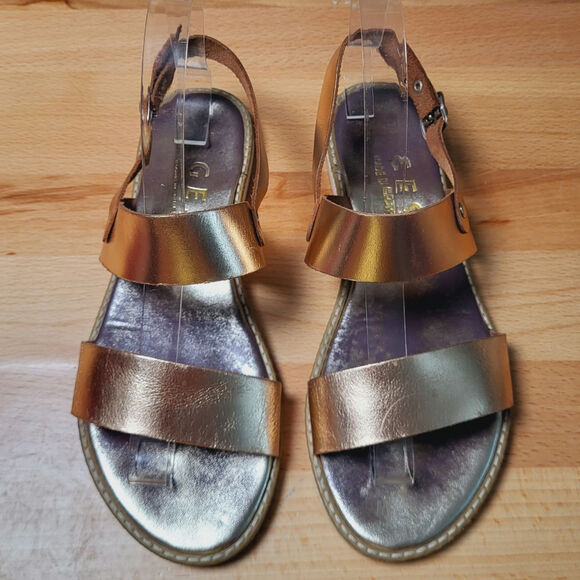 GES Rose Gold Leather Strappy Handmade Sandals Made in Greece EU Size 37 - Picture 4 of 10